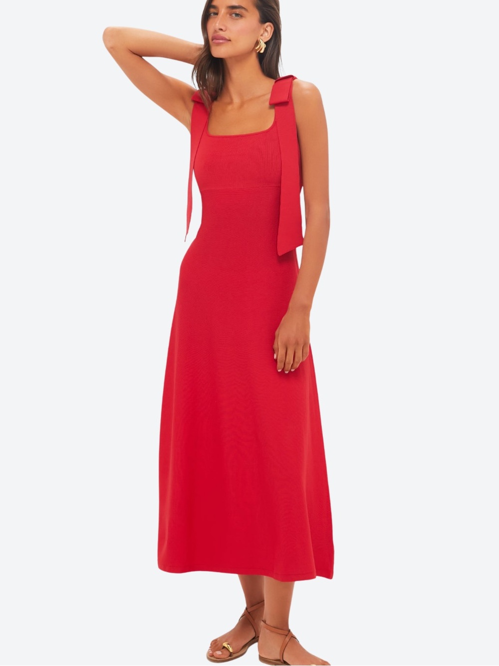 Pomander place Red Tie-Strap Midi Dress - Women's